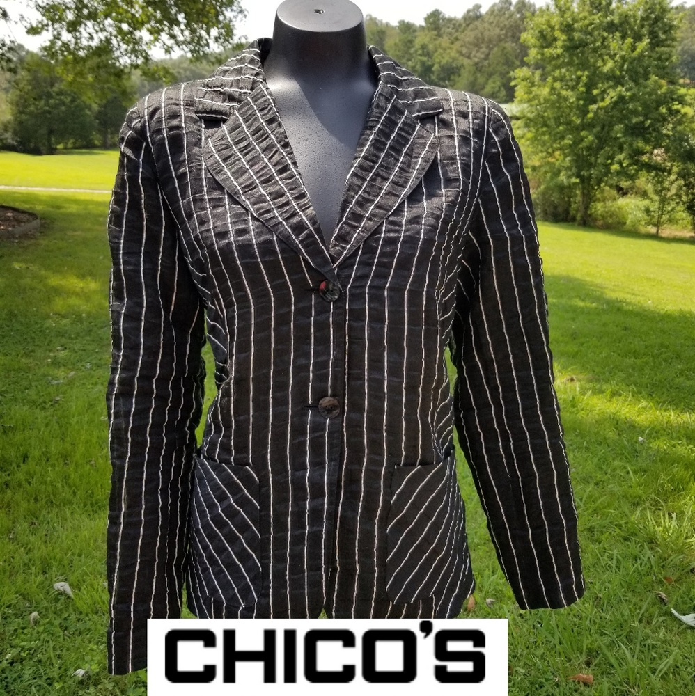 Chico's Linen Blend Blazer Size 2